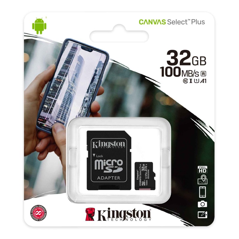 Micro SD 32Gb Kingston con adattatore SD CL10