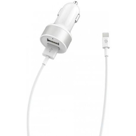 Suit Carica Auto + Cavo Lightning per Apple iOS 10+ Bianco