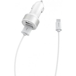 Suit Carica Auto 2 Out e Cavo Dati da Auto USB Tipo C Bianco