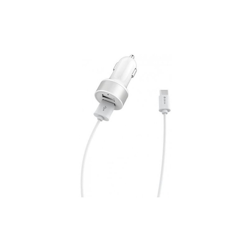 Suit Carica Auto 2 Out e Cavo Dati da Auto USB Tipo C Bianco