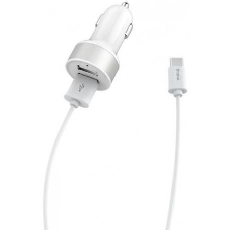 Suit Carica Auto 2 Out e Cavo Dati da Auto USB Tipo C Bianco