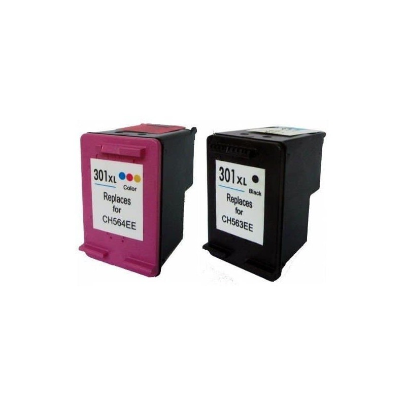 HP 301XL Nero e Color Compatibile per DeskJet 1050, 2540 e 3050, OfficeJet 2620, HP 301XL Nero e Color Compatibile per DeskJet 1050, 2540 e 3050, OfficeJet 2620,