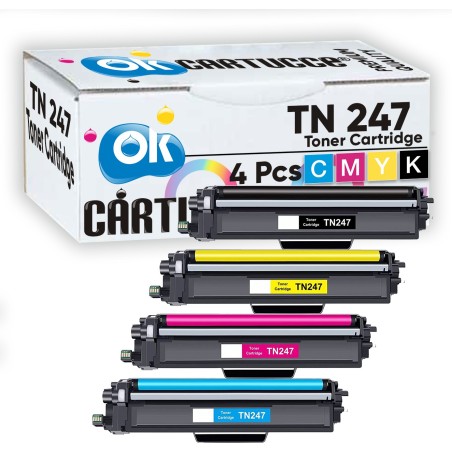 Brother BOX 4 TN247 1nero, 1 ciano, 1 magenta, 1 giallo Toner Compatibile per DCP-L3500, HL-L3200S