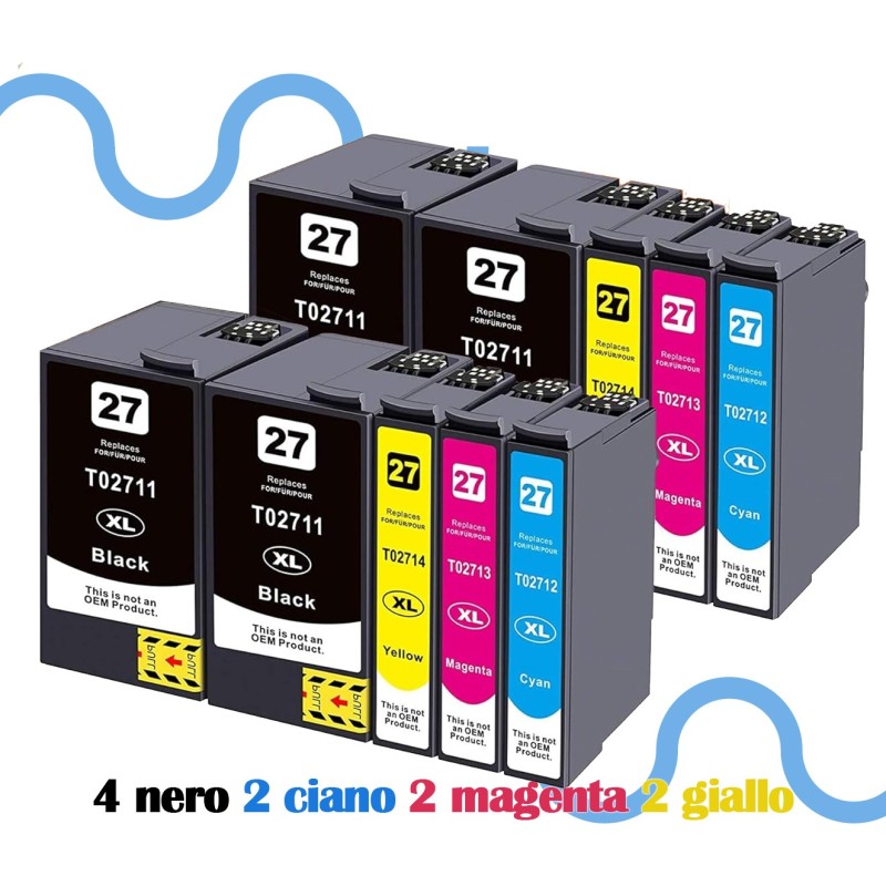 Epson BOX 10 T2711-2714 4 K 2 per colore per WF3620 WF3640 WF7110 WF7610 WF7620 Epson BOX 10 T2711-2714 4 K 2 per colore per WF3620 WF3640 WF7110 WF7610 WF7620