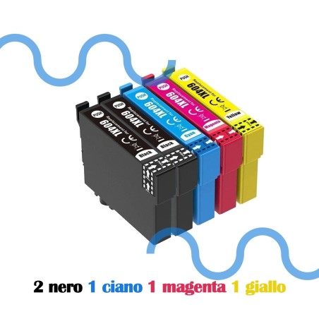 Epson BOX 5 T604 2 K 1 per colore per XP-2205,3200,WF-2910,2930,2935