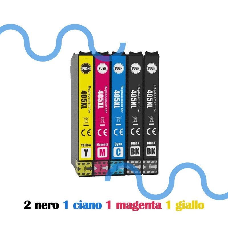 Epson BOX 5 T405XL 2 K 1 per colore per XP235 XP332 XP335 XP432 435 XP470 Epson BOX 5 T405XL 2 K 1 per colore per XP235 XP332 XP335 XP432 435 XP470
