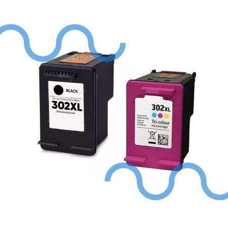 HP BOX 2 302XL F6U67AE nero+Color Compatibile per DeskJet 1110, 2130 e 3630, HP OfficeJet
