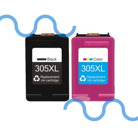 Hp BOX 2 305XL NERO + Color 3YM63AE Compatibile per HP DeskJet Serie 2700, 4100, ENVY Serie