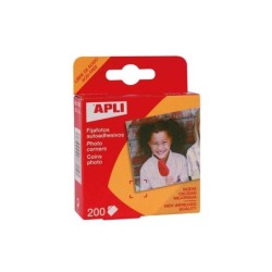 Apli Confezione da 200 nastri fotografici autoadesivi 18 x 17 mm - Lembo triangolare per bordi foto - Facile adesione alla carta