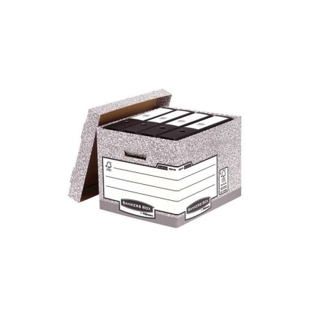 Contenitore Fellowes Bankers Box - Assemblaggio Fastfold Automatico - Certificazione FSC in Cartone Riciclato - Colore Grigio 10