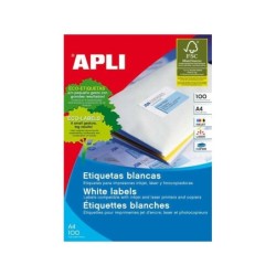 Confezione Apli da 100 Etichette Permanenti - Dimensioni 210 x 297 mm - Usi Multipli - Colore Bianco