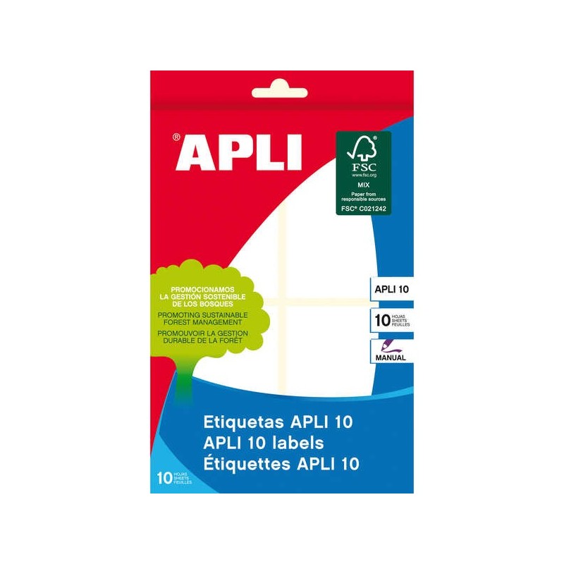 Apli Etiquetas 10 Blancas 53.0 x 82.0mm 10 Hojas Apli Etiquetas 10 Blancas 53.0 x 82.0mm 10 Hojas