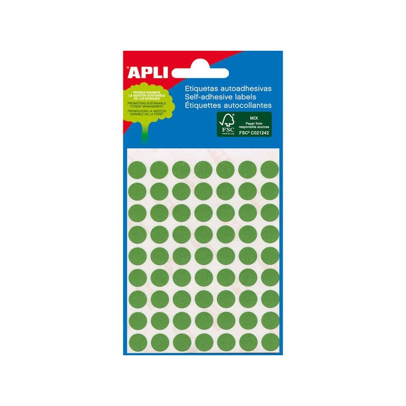 Etichette Apli Green Minibag Ø 8,0 mm 3 fogli Etichette Apli Green Minibag Ø 8,0 mm 3 fogli