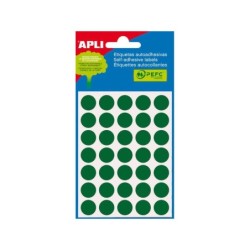 Apli Confezione da 175 Etichette Rotonde - Misura Ø 13mm - Adatte alla Scrittura Manuale - Adesivo Permanente - Colore Verde