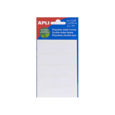 Apli Etiquetas Doble Frontal Blancas 20.0 x 75.0mm