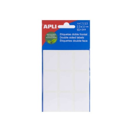 Apli Etiquetas Doble Frontal Blancas 22.0 x 32.0mm