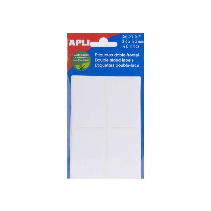 Apli Etiquetas Doble Frontal Blancas 34.0 x 53.0mm Apli Etiquetas Doble Frontal Blancas 34.0 x 53.0mm