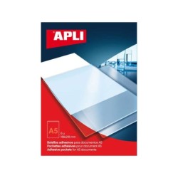 Apli Bolsillos Adhesivos A5 - Bolsillo Adicional para Documentos e Imagenes - 6 Unidades por Bolsa