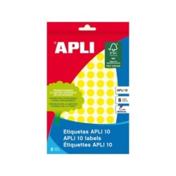 Apli Etiquetas 10 Amarillas Ø 10mm 8 Hojas