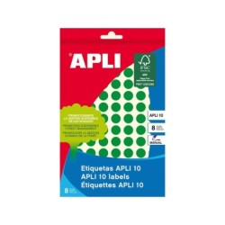 Apli Etiquetas 10 Verdes Ø 10mm 8 Hojas