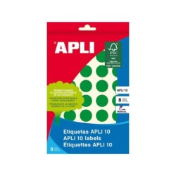 Apli Etiquetas 10 Verdes Ø 19mm 8 Hojas