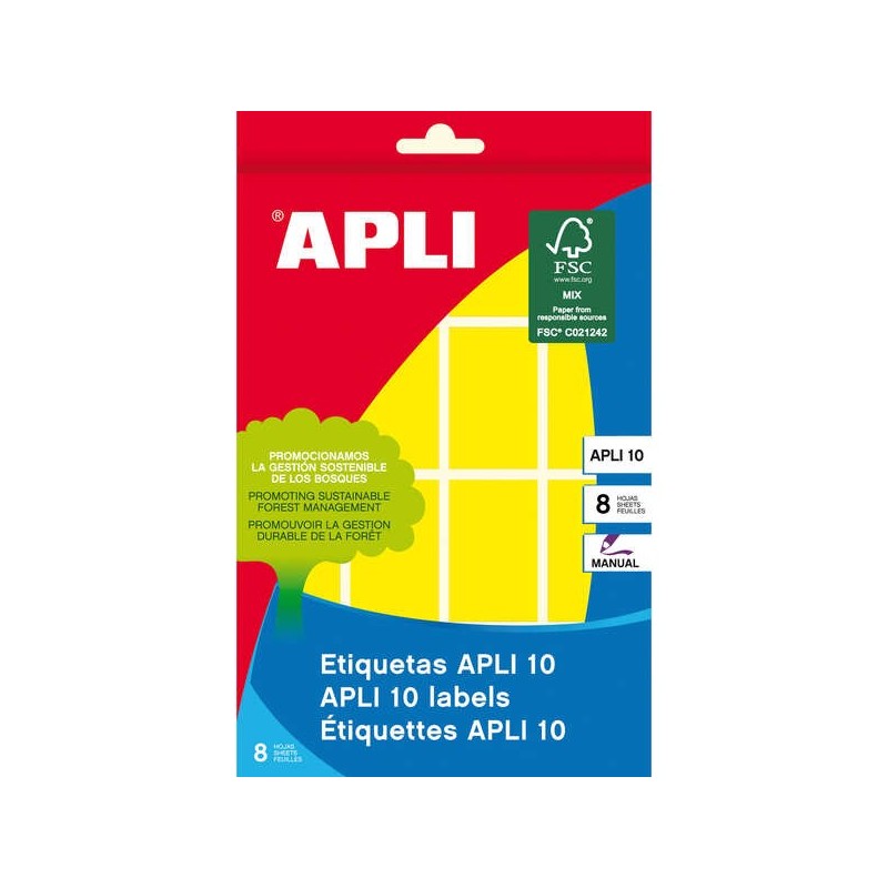 Etichette Apli 10 gialle 25 x 40 mm 8 fogli Etichette Apli 10 gialle 25 x 40 mm 8 fogli