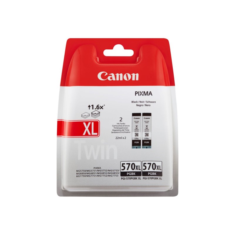 Canon PGI570XL Nero Confezione da 2 cartucce d'inchiostro originali - 0318C007 Canon PGI570XL Nero Confezione da 2 cartucce d'inchiostro originali - 0318C007