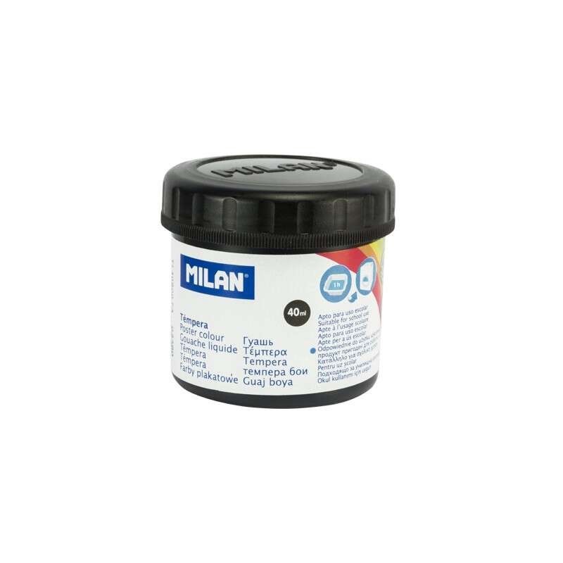 Milan Bote de Tempera 40ml - Secado Rapido - Mezclable - Color Negro Milan Bote de Tempera 40ml - Secado Rapido - Mezclable - Color Negro