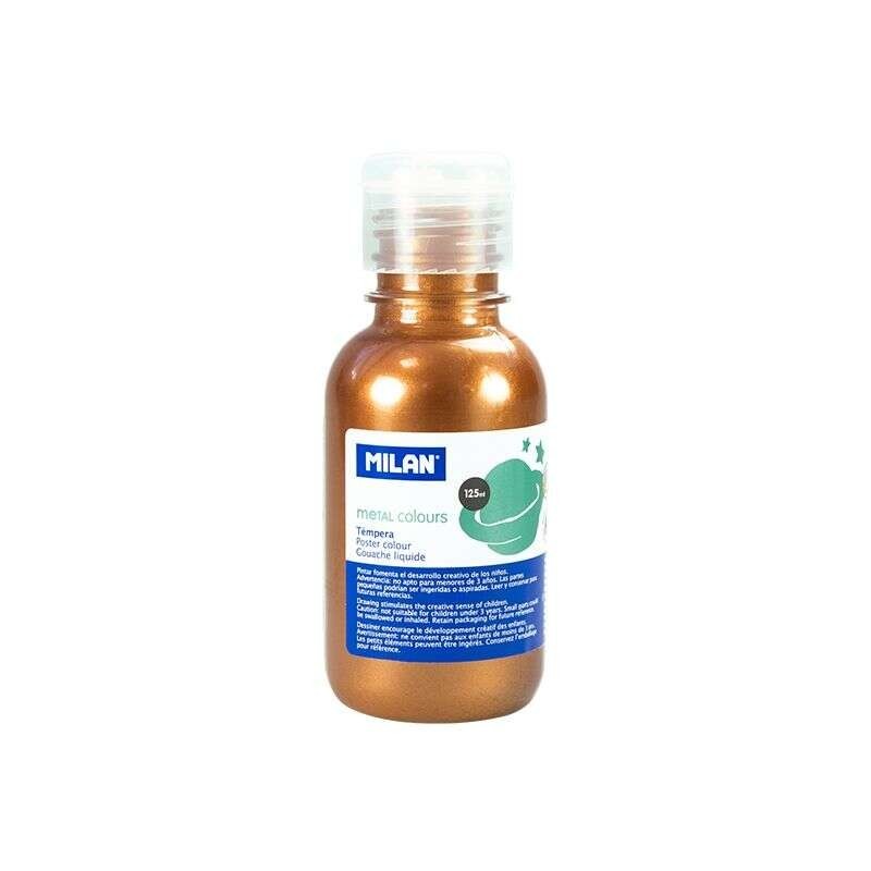 Milan Botella de Tempera 125ml - Tapon Dosificador - Secado Rapido - Mezclable - Color Cobre Milan Botella de Tempera 125ml - Tapon Dosificador - Secado Rapido - Mezclable - Color Cobre