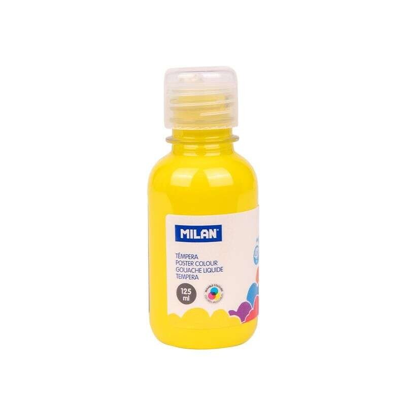 Milan Botella de Tempera 125ml - Tapon Dosificador - Secado Rapido - Mezclable - Color Amarillo Milan Botella de Tempera 125ml - Tapon Dosificador - Secado Rapido - Mezclable - Color Amarillo