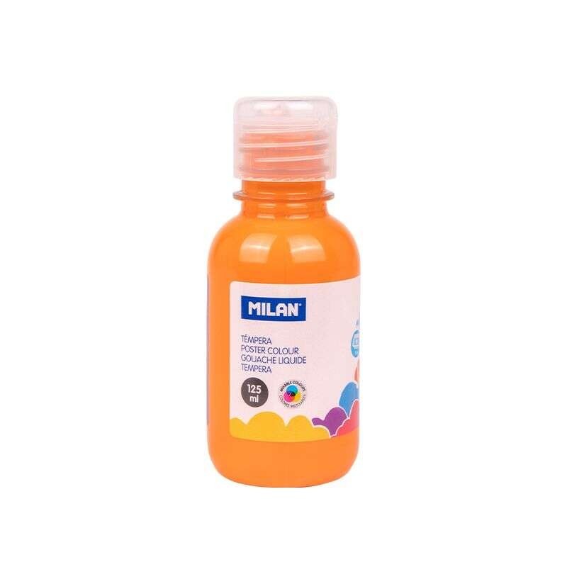 Milan Botella de Tempera 125ml - Tapon Dosificador - Secado Rapido - Mezclable - Color Naranja Milan Botella de Tempera 125ml - Tapon Dosificador - Secado Rapido - Mezclable - Color Naranja