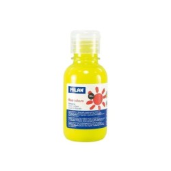 Bottiglia Tempera Milano 125ml - Tappo Dispenser - Asciugatura Rapida - Miscelabile - Colore Giallo Fluo 3pz 3pz