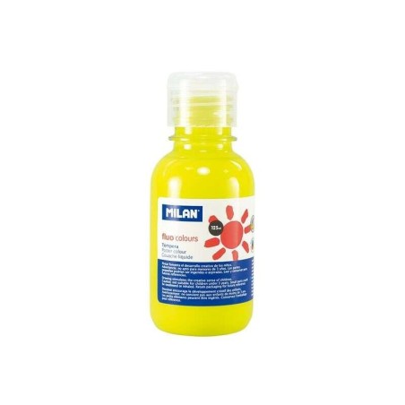 Bottiglia Tempera Milano 125ml - Tappo Dispenser - Asciugatura Rapida - Miscelabile - Colore Giallo Fluo 3pz 3pz