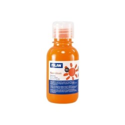 Bottiglia Tempera Milano - 125ml - Tappo Dispenser - Asciugatura Rapida - Miscelabile - Colore Arancione Fluorescente 3pz 3pz