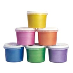 Milan Confezione da 6 flaconi di pittura a dita - 100 ml - Facile applicazione - Miscelabile - Colori metallizzati assortiti