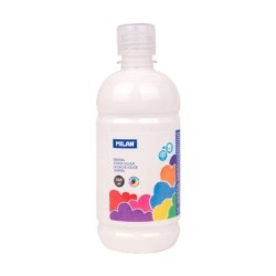 Bottiglia Tempera Milano 500ml - Tappo Dispenser - Asciugatura Rapida - Miscelabile - Colore Bianco