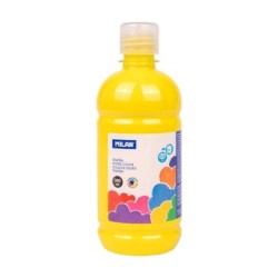 Bottiglia Tempera Milano 500ml - Tappo Dispenser - Asciugatura Rapida - Miscelabile - Colore Giallo