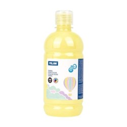 Bottiglia Tempera Milano 500ml - Tappo Dispenser - Asciugatura Rapida - Miscelabile - Colore Giallo Pastello