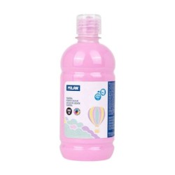 Bottiglia Tempera Milano 500ml - Tappo Dispenser - Asciugatura Rapida - Miscelabile - Colore Rosa Pastello