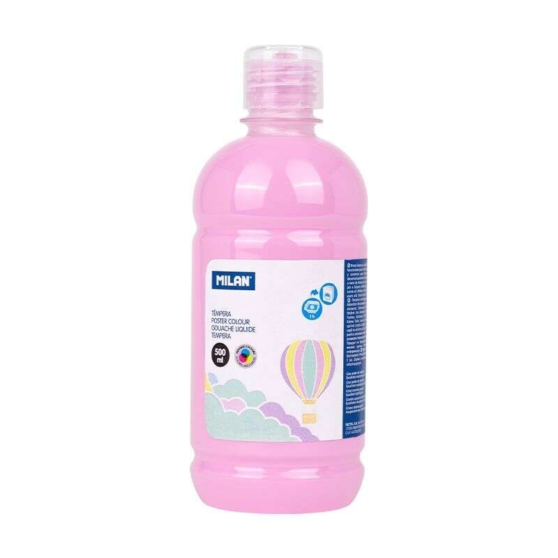 Milan Botella de Tempera 500ml - Tapon Dosificador - Secado Rapido - Mezclable - Color Rosa Pastel Milan Botella de Tempera 500ml - Tapon Dosificador - Secado Rapido - Mezclable - Color Rosa Pastel