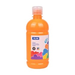 Bottiglia Tempera Milano 500ml - Tappo Dispenser - Asciugatura Rapida - Miscelabile - Colore Arancio