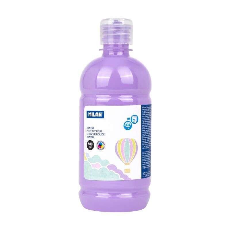 Milan Botella de Tempera 500ml - Tapon Dosificador - Secado Rapido - Mezclable - Color Violeta Pastel Milan Botella de Tempera 500ml - Tapon Dosificador - Secado Rapido - Mezclable - Color Violeta Pastel