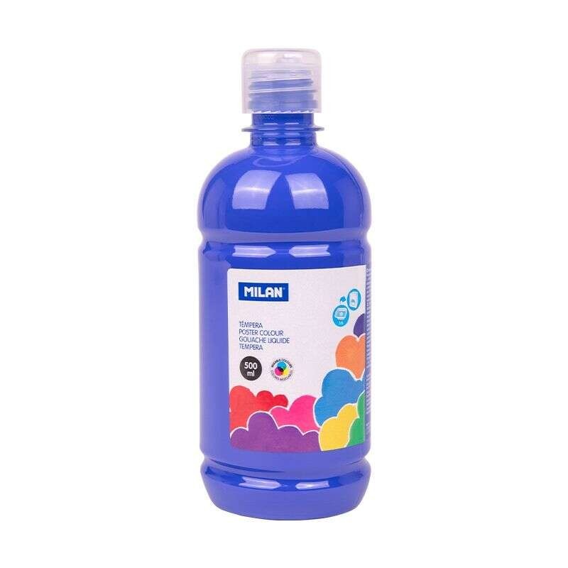 Bottiglia Tempera Milano 500ml - Tappo Dispenser - Asciugatura Rapida - Miscelabile - Colore Blu Navy Bottiglia Tempera Milano 500ml - Tappo Dispenser - Asciugatura Rapida - Miscelabile - Colore Blu Navy