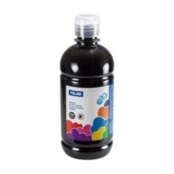 Bottiglia Tempera Milano 500ml - Tappo Dispenser - Asciugatura Rapida - Miscelabile - Colore Nero
