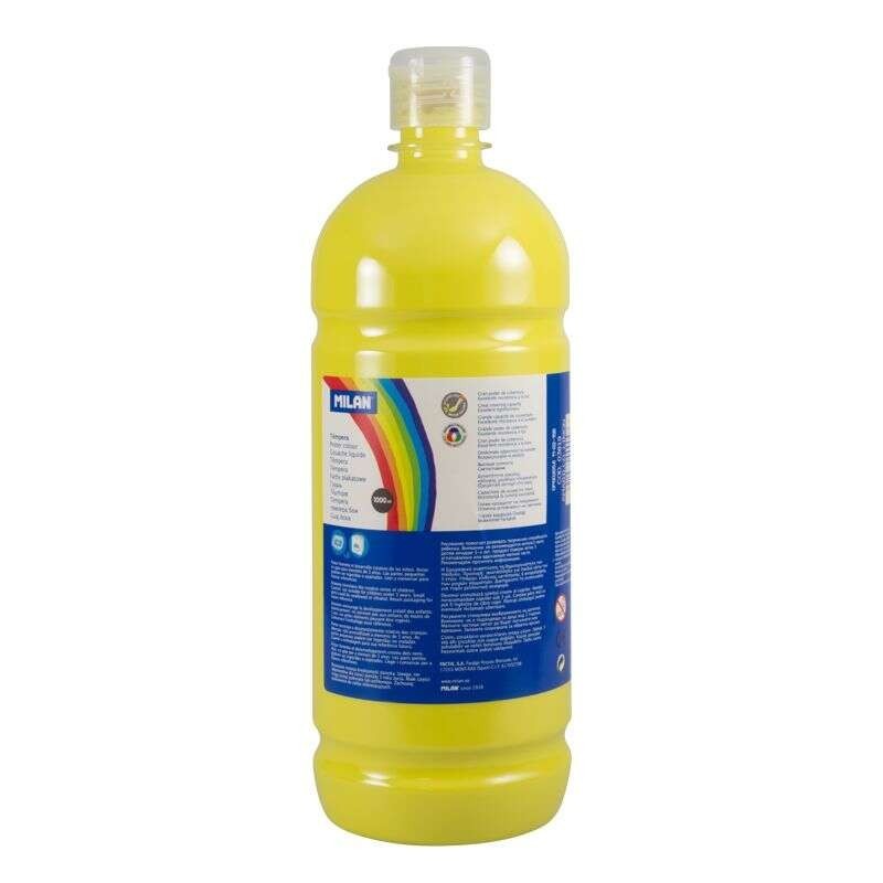 Milan Botella de Tempera 1000ml - Tapon Dosificador - Secado Rapido - Mezclable - Color Amarillo Milan Botella de Tempera 1000ml - Tapon Dosificador - Secado Rapido - Mezclable - Color Amarillo