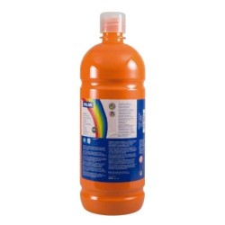 Bottiglia Tempera Milano 1000ml - Tappo Dispenser - Asciugatura Rapida - Miscelabile - Colore Arancio