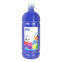 Bottiglia Tempera Milano 1000ml - Tappo Dispenser - Asciugatura Rapida - Miscelabile - Colore Blu Navy
