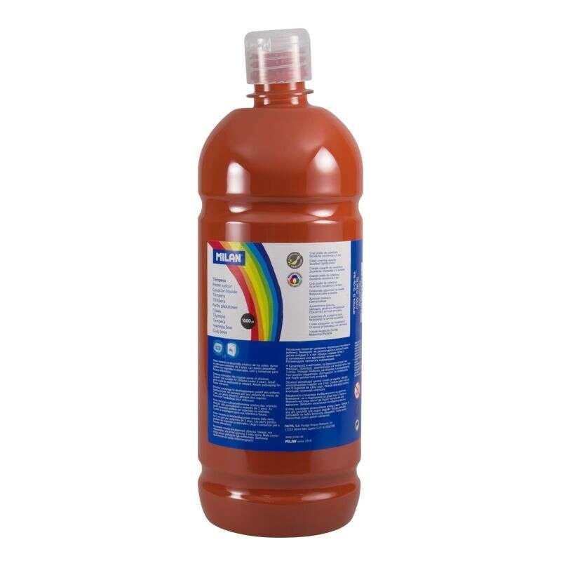 Milan Botella de Tempera 1000ml - Tapon Dosificador - Secado Rapido - Mezclable - Color Marron Milan Botella de Tempera 1000ml - Tapon Dosificador - Secado Rapido - Mezclable - Color Marron