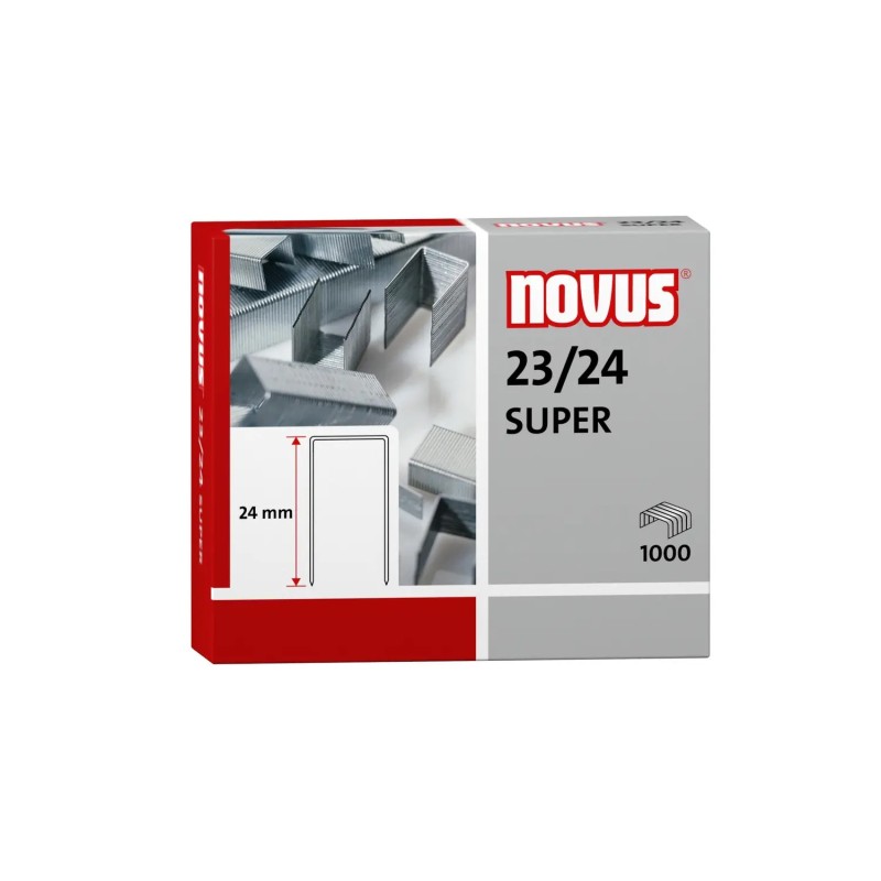 Novus 23/24 Super Scatola da 1000 Graffe Zincate 23/24 per Cucitrici Spesse Novus 23/24 Super Scatola da 1000 Graffe Zincate 23/24 per Cucitrici Spesse