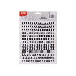 Apli Letras de Palo Mayusculas Adhesivas - Altura 10mm - Color Negro - Pack de 2 Hojas con 486 Letras